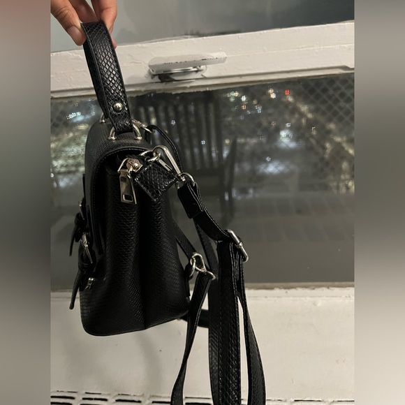 Black Mini Backpack + shoulder or crossbody bag purse - Picture 10 of 12